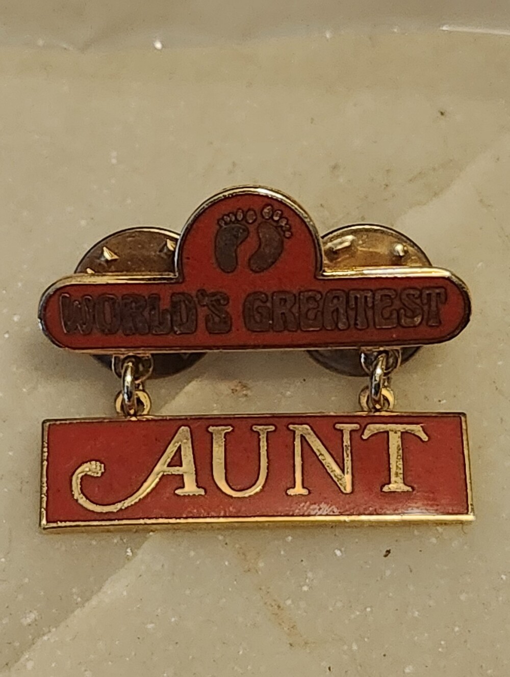 World's Greatest Aunt Red Enamel Pin